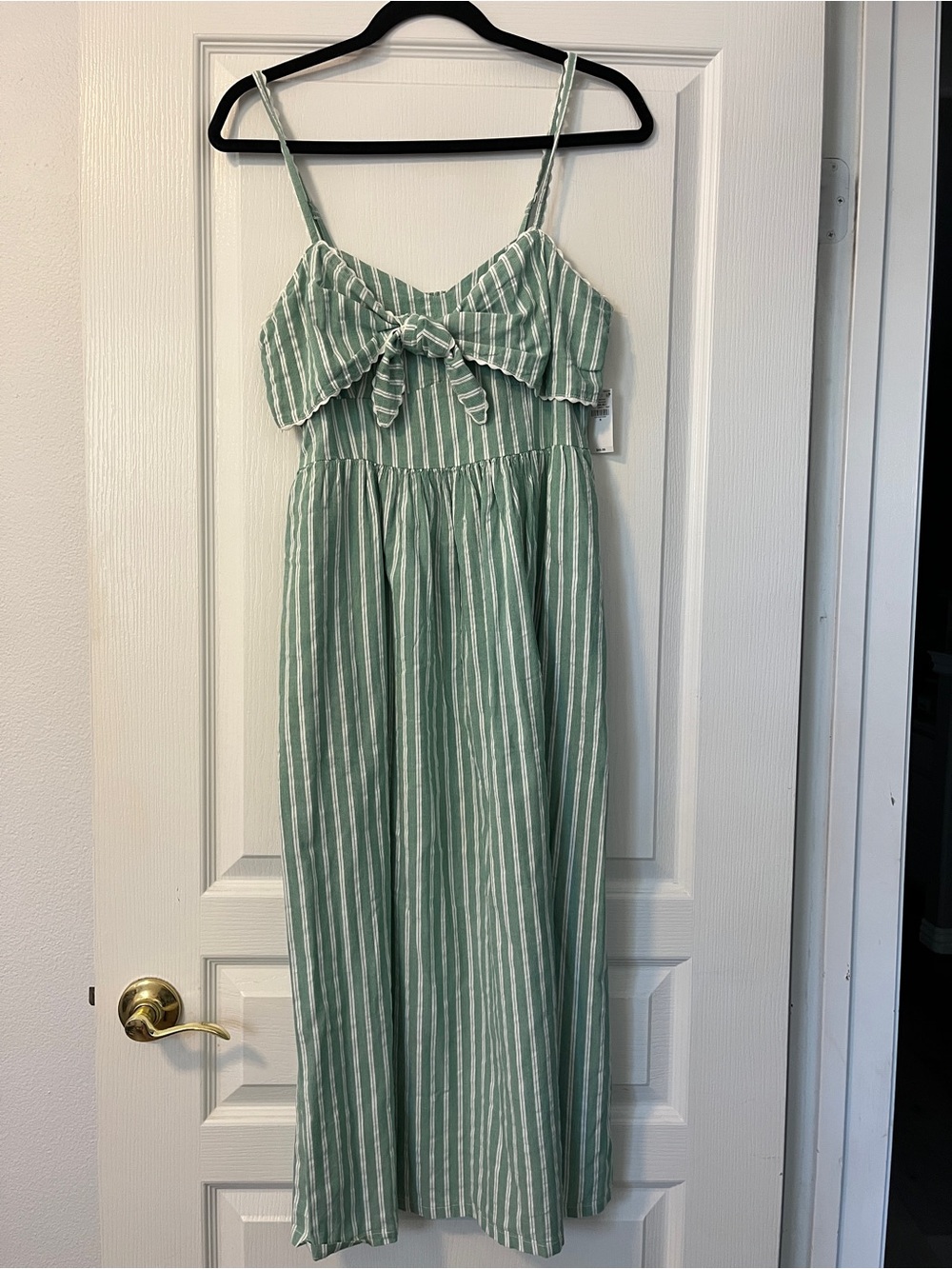 Old Navy Sage Green and White Striped Midi Dress